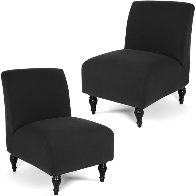 ARMLESS ACCENT CHAIR COVER SLIPCOVERSLIPPER CHAIR STRETCH SPANDEX REMOVABLE FOR ARMLESS CHAIR FURNITURE PROTECTOR COVERS FOR LIVING DINING ROOM HOTEL BLACK 2