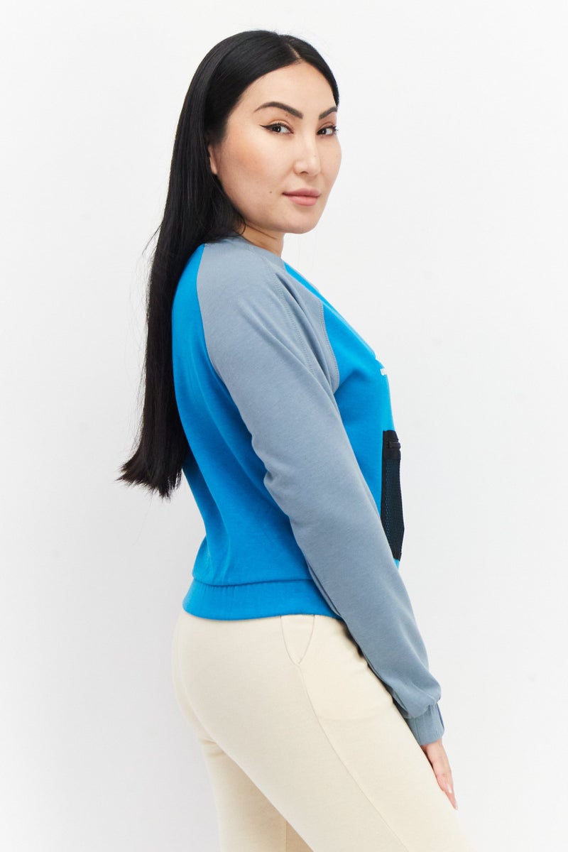 umbro سويت شيرت تدريب رياضي للنساء، أخضر مائل إلى الأزرق/رمادي - Image 2