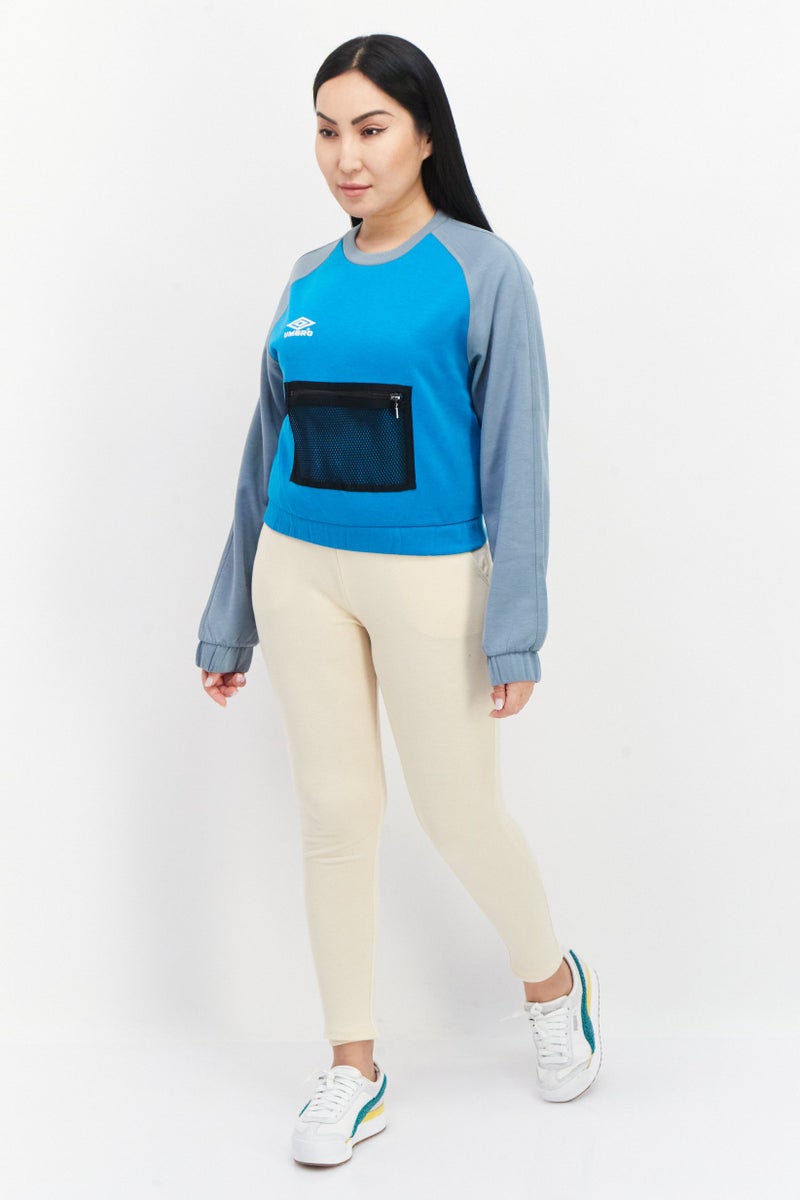 umbro سويت شيرت تدريب رياضي للنساء، أخضر مائل إلى الأزرق/رمادي - Image 3