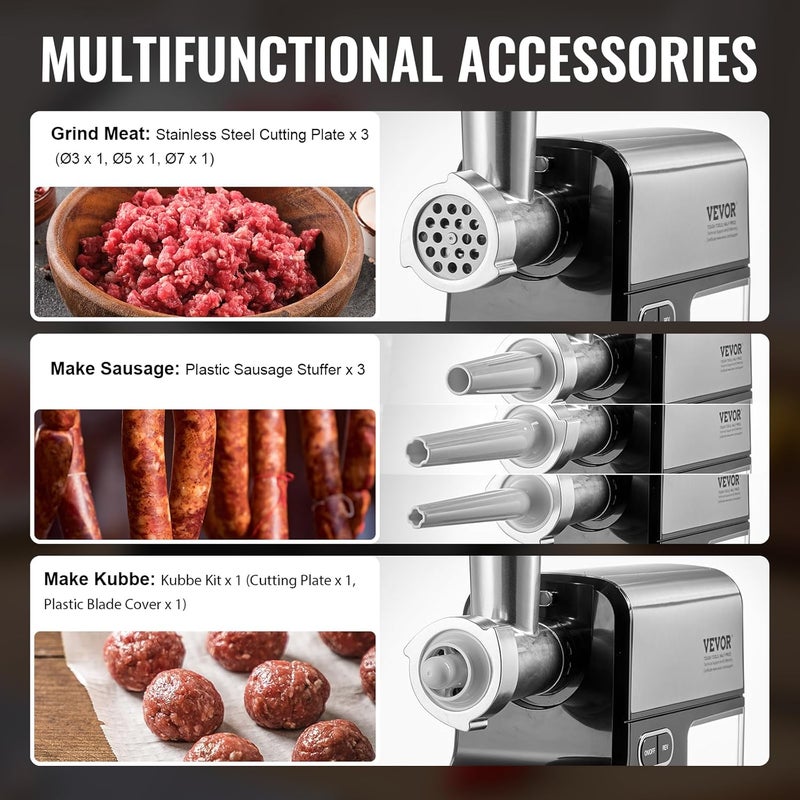 Classic design alternatives VEVOR Meat Grinder, 4.2 Lbs/Min Capacity Electric Meat Grinders with Blade, Grinding Plate, Sausage Maker, Kubbe Kit, Stainless Steel Meat Mincer for Home Kitchen Stable inert material Space saving Post-order arranged dispatch Field test upgraded craftsmanship Small apartment fit Fast & slow shipment compatible All preference matching build Budget friendly premium quality Month-round consistent deliver Practical versatile construction Quick available purchase options Multi stock guarantee supply Global mainstream design picks Full land route delivery Carefully engineered build Popular practical build Minimal design Flexible purchase choices Widely used design Dispersed regional warehouses Fast warehouse picking Regular scheduled transit Remote area delivery Repeated detach compatible build - Image 3