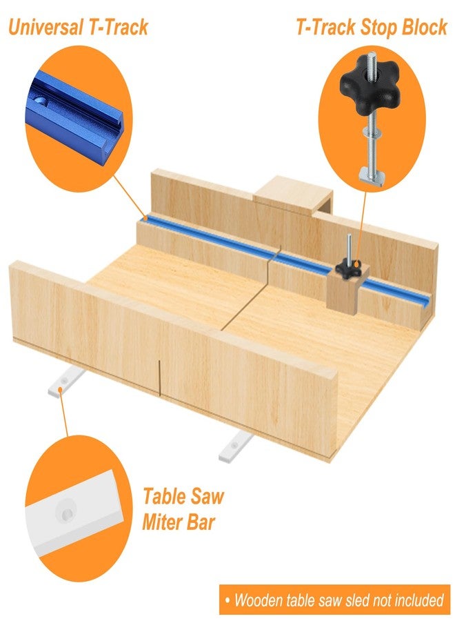 Catcan 21PCS Table Saw Sled Kit, Catcan Crosscut Sled Kit for Table Saw with 2 Aluminum T-Track, 2 UHMW Miter Bars, Knob and Screws - Image 3
