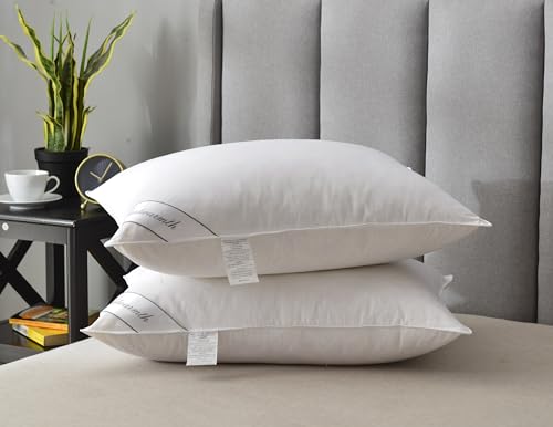 Eastwarmth Goose Feathers Down Pillow for Sleeping,Hotel Collection Queen Size Soft Bed Pillow,100% Cotton Cover Queen Size (20X30IN) 1 Pack - Image 2