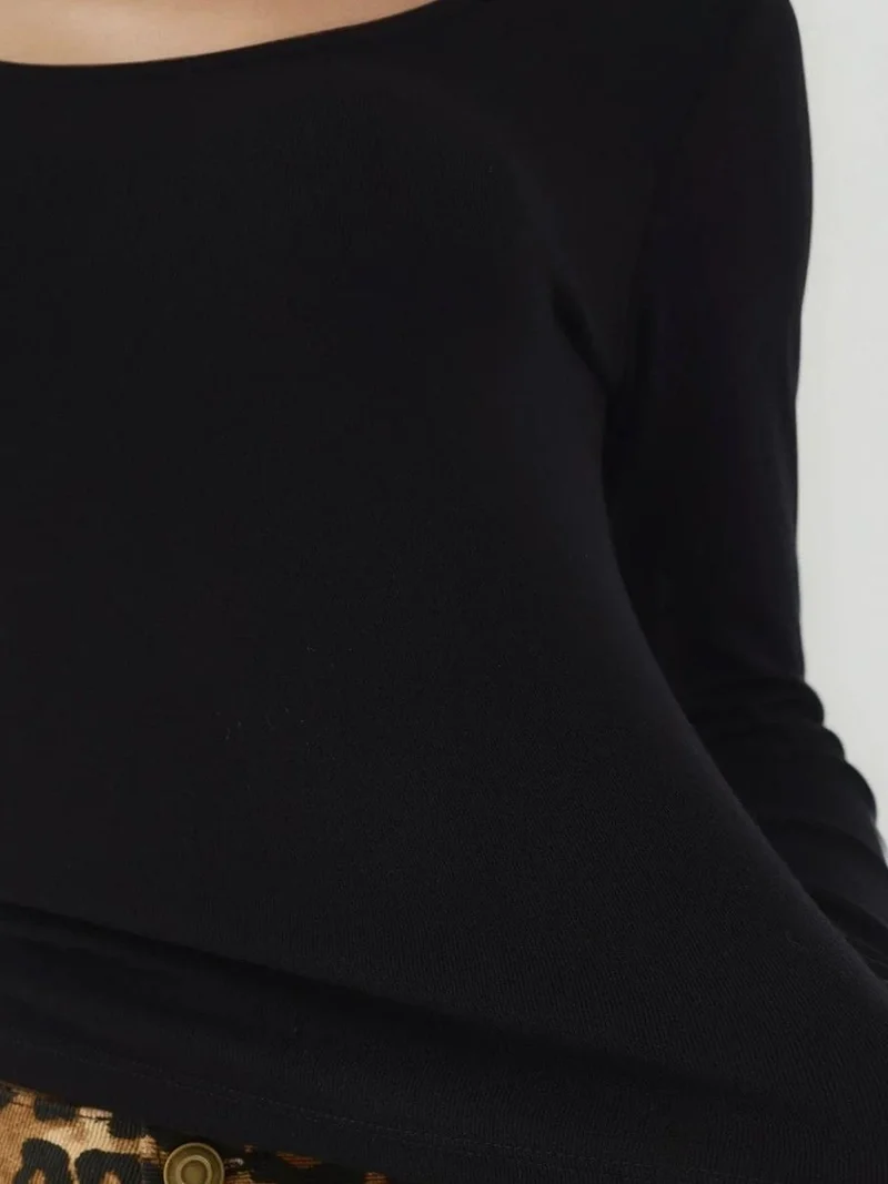 HICCUP Ultra Soft Touch Basic Long Sleeve U Neck Knitted Top