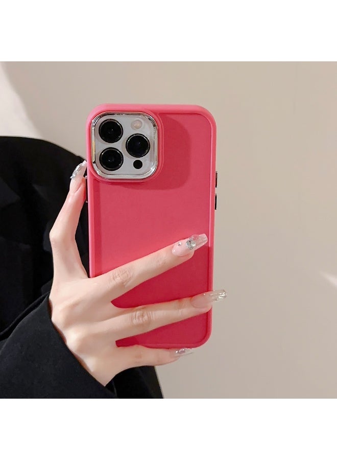 NIBEMINENT Electroplated Lenses Protective TPU Case Cover For iPhone 16, Rose Pink