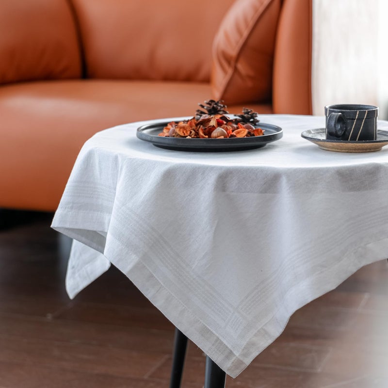 linendo Linen Cotton Solid Square Pattern Tablecloth 30"x30" - White Small Square Dust Proof Cover Washable Bedside Decoration for Party,Dinning,Home and Kitchen - Image 5