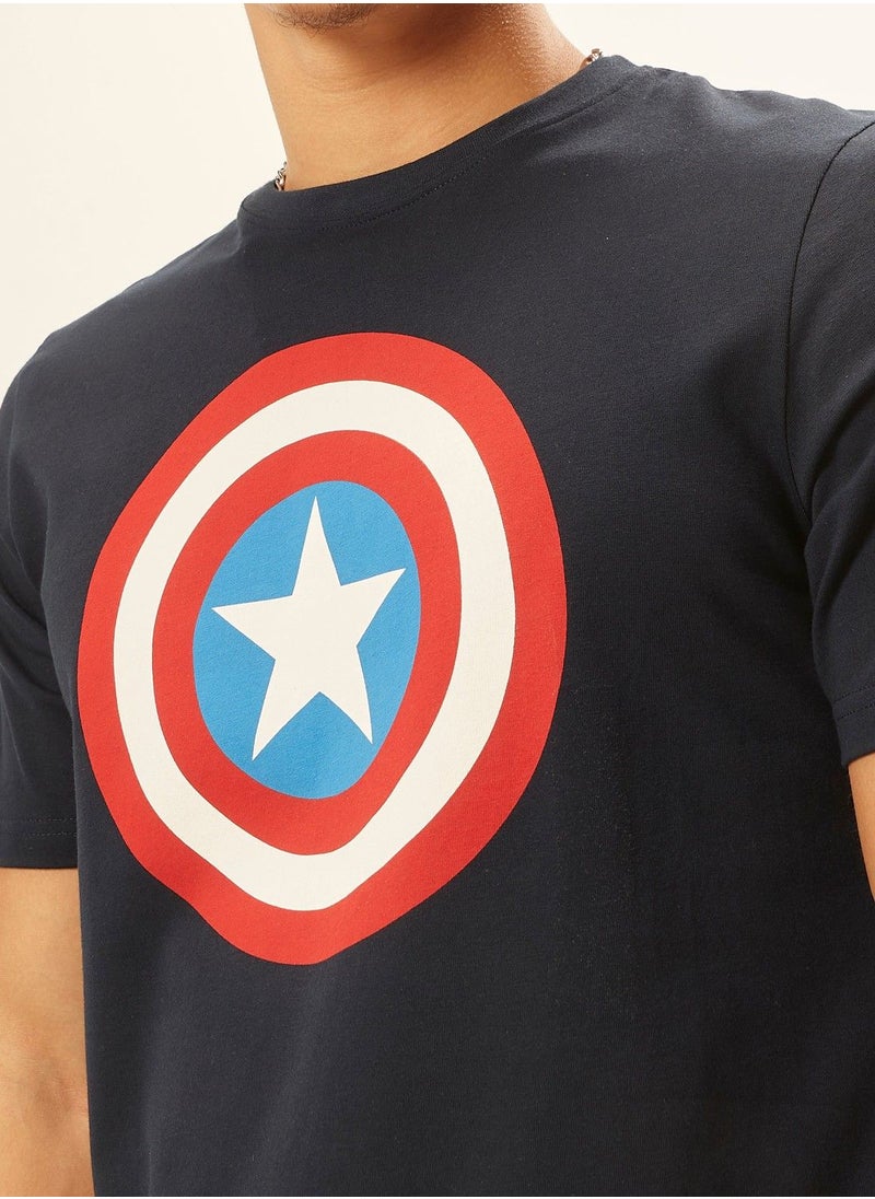 SP Characters Captain America Print T-shirt with Crew Neck and Short Sleeves  - Image 3