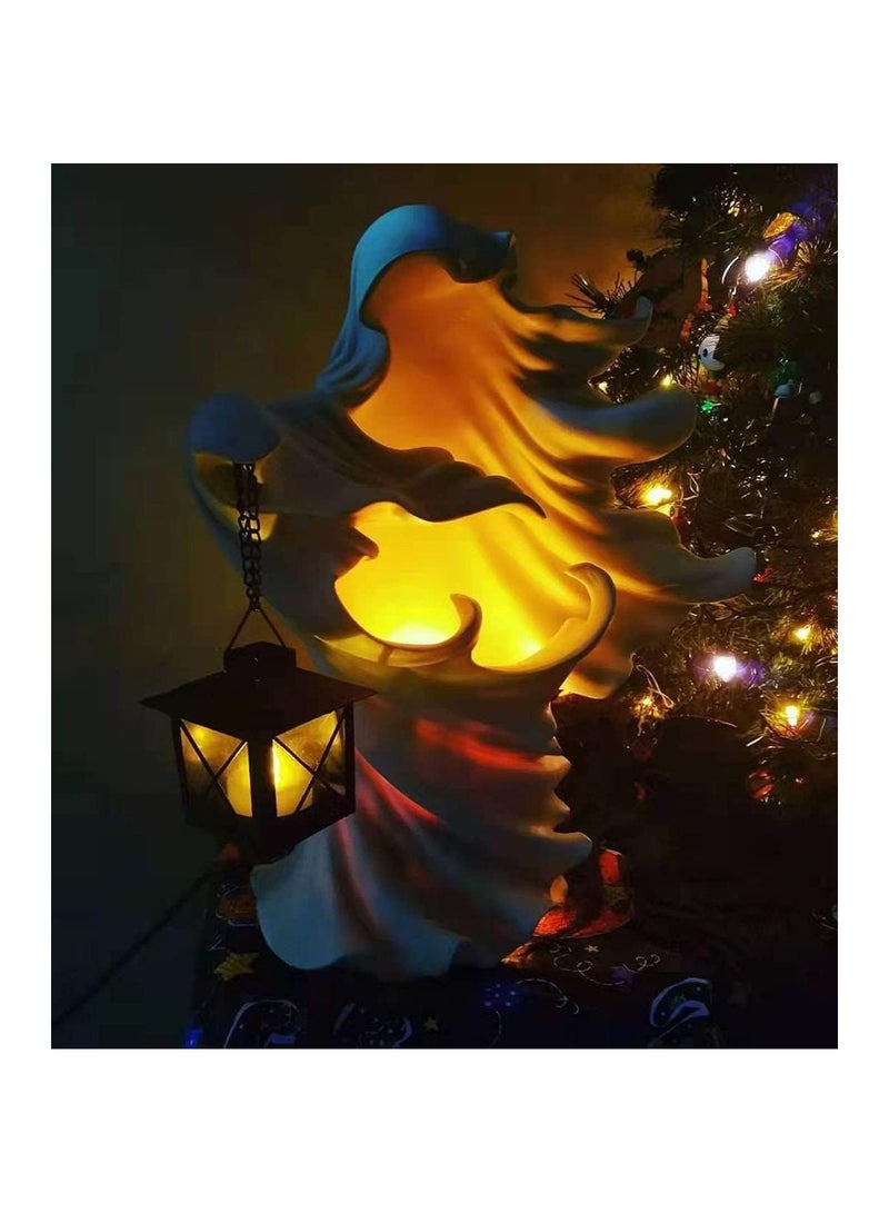KASTWAVE Messenger with Lantern, Witch Ghoul Lamp, Witch Resin Sculpture Decoration Ghost Statue Decoration, Garden Decoration, Gift Props, White - Image 4