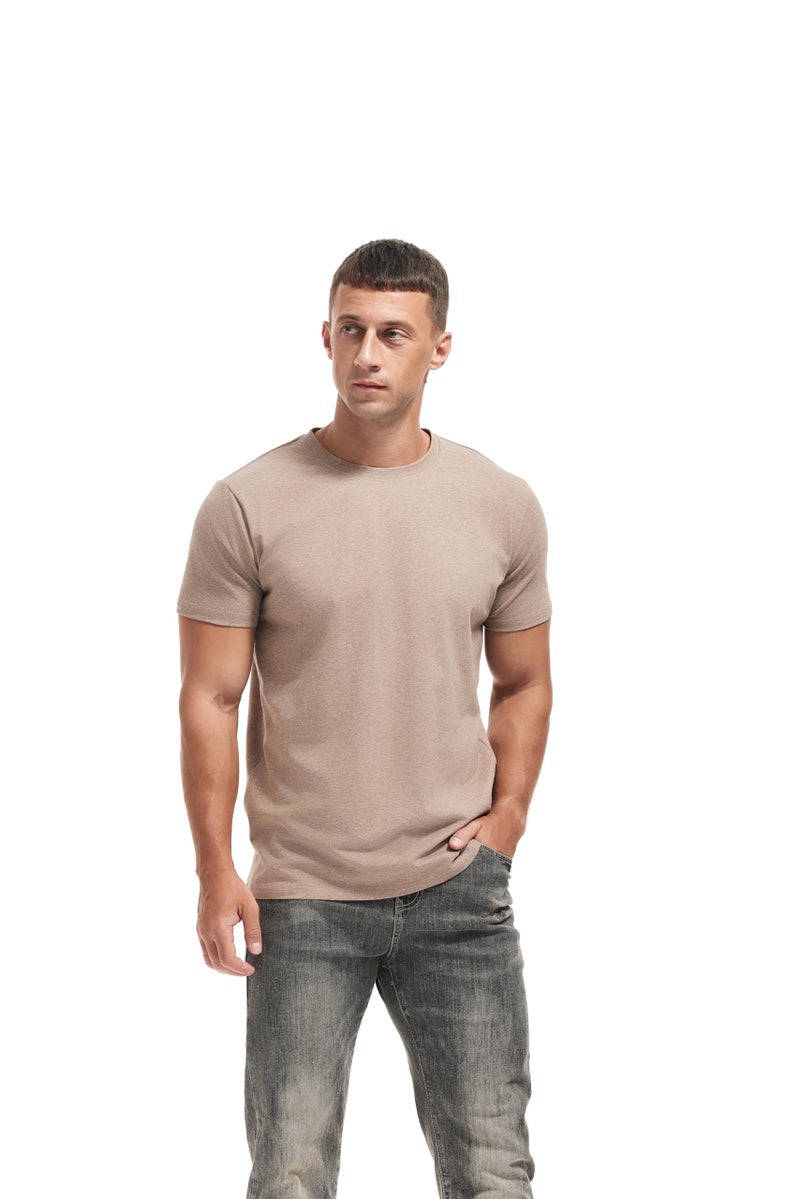 VEIISAR Crew Neck Tees Premium Men's T-Shirts - Soft and Fit Mens T-Shirt - Casual Stylish Tee for Men Coffee L - Image 2