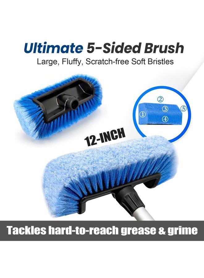 ARTIPOLY 72" Car Wash Brush with Long Handle, Flow-Thru Soft Bristle Car Washing Brush with Extendable Handle and Hose Attachment and On/Off Switch for Car, RV, SUV, Truck, Boat, House Siding（Blue） - Image 4