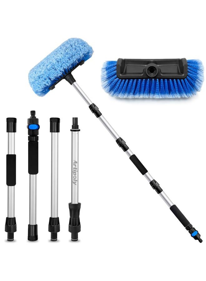 ARTIPOLY 72" Car Wash Brush with Long Handle, Flow-Thru Soft Bristle Car Washing Brush with Extendable Handle and Hose Attachment and On/Off Switch for Car, RV, SUV, Truck, Boat, House Siding（Blue） - Image 1