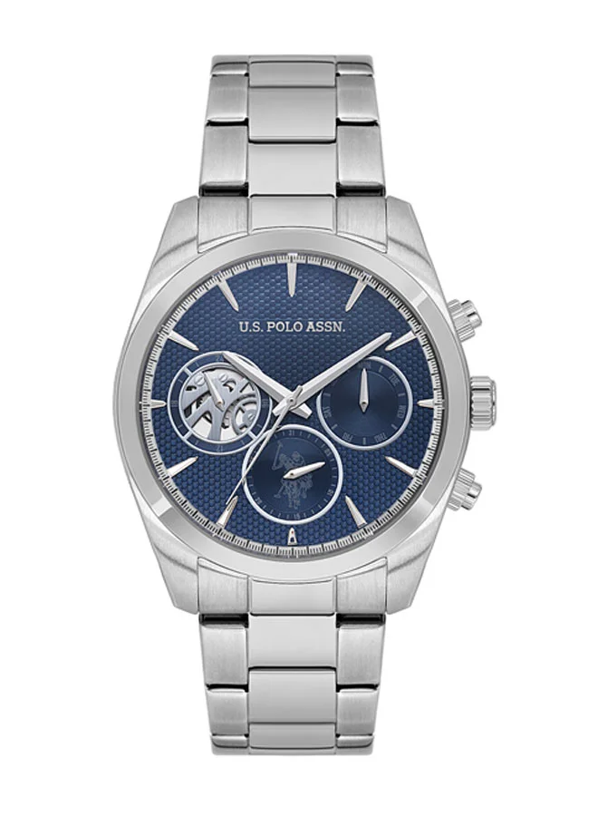 U.S. Polo Assn. Fundamental Stainless Steel Bracelet Quartz Multifunction Watch for Men, 42mm
