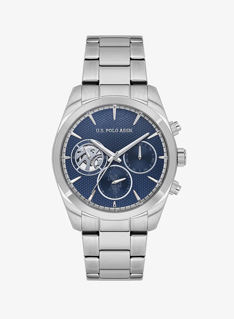 U.S. Polo Assn. Fundamental Stainless Steel Bracelet Quartz Multifunction Watch for Men, 42mm