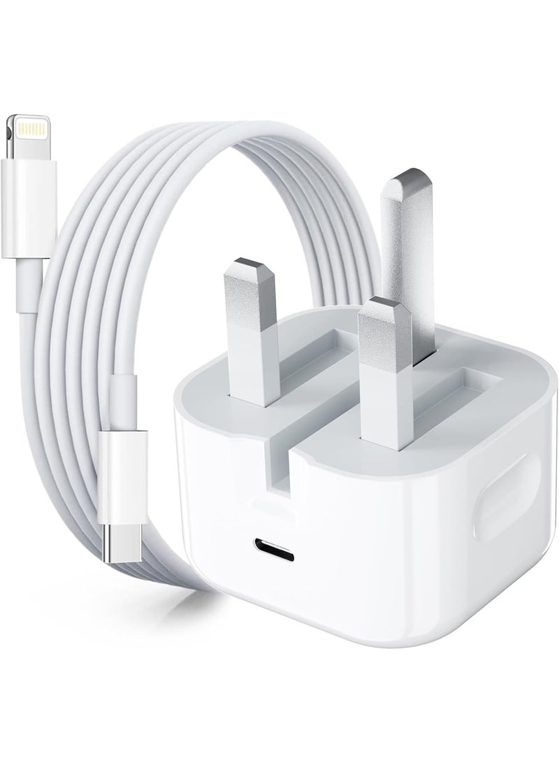 [Apple MFi Certified] 20W USB C Fast Charger with Lightning Cable – PD 3.0 iPhone Charger Plug & USB-C to Lightning Cable – Quick Charge for iPhone 14/13/12/11 Pro Max, iPad, AirPods – Wall Adapter & Cord Combo - Image 1