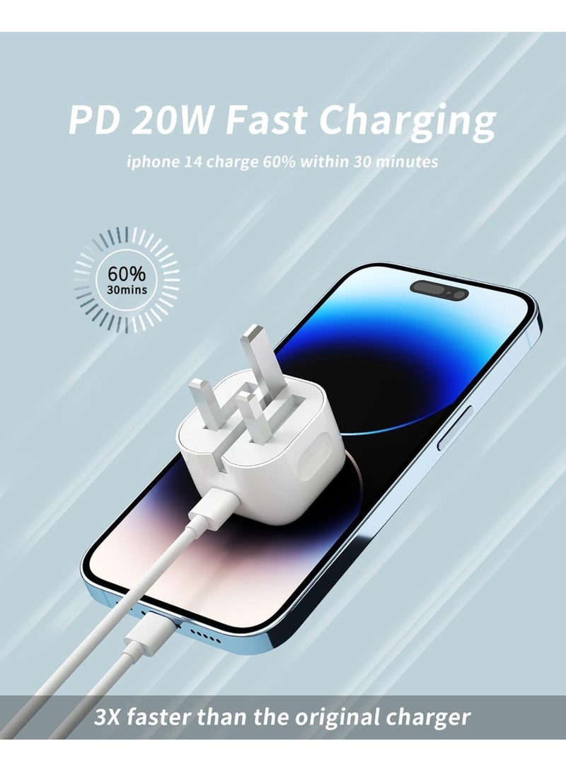[Apple MFi Certified] 20W USB C Fast Charger with Lightning Cable – PD 3.0 iPhone Charger Plug & USB-C to Lightning Cable – Quick Charge for iPhone 14/13/12/11 Pro Max, iPad, AirPods – Wall Adapter & Cord Combo - Image 5