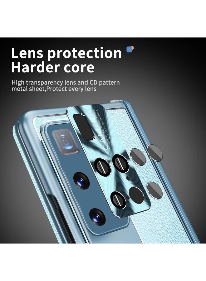 هوها ⁧جراب هاتف لهاتف Huawei Mate X2 Litchi نمط مغناطيسي مقاوم للصدمات (أزرق أقصى الذروة)⁩ - Image 5