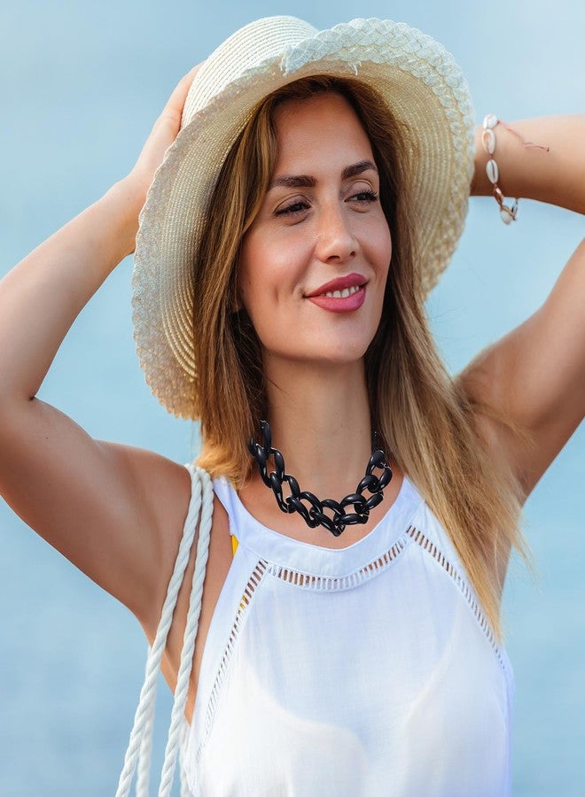 تونديامو قلادة تونديمو السميكة المصنوعة من الراتنج، قلادة تشوكر من الأكريليك، سلسلة موسيقى الروك الملونة السميكة للنساء، هدية مجوهرات لحفلات الثمانينيات (أسود) - Image 5