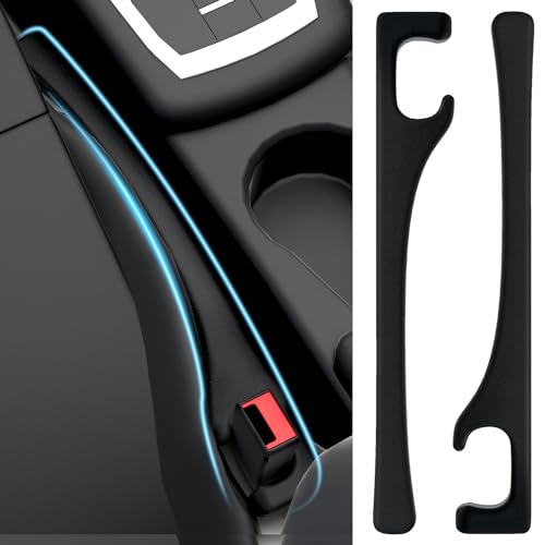 JAGASOL Car Seat Gap Filler Universal Fits Car SUV Truck PU Leather Crevice Blocker Between Seat and Center Console Stops Cellphone Wallet Keys Coins from Dropping 2 Pack Black - Image 1