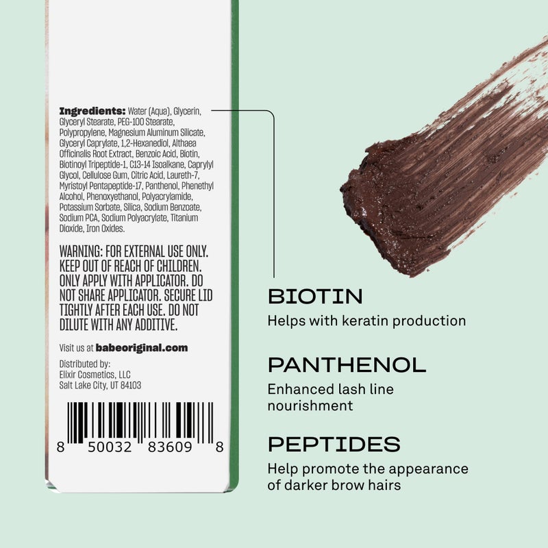 Babe Original Volumizing Eyebrow Filler For Thicker Brows - Tinted Brow Gel with Peptides & Biotin, Smudge Resistant Brow Mascara, Dark Brown - Image 5