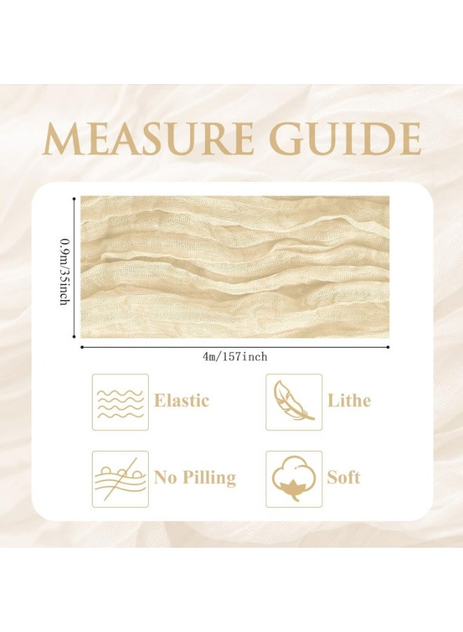 TAYRAN Tulle tablecloth, cotton tulle tablecloth, bohemian style decorative tablecloth, table centerpiece, 90x400 cm, suitable for wedding, baby shower, tea party and other tulle table decoration - Image 2