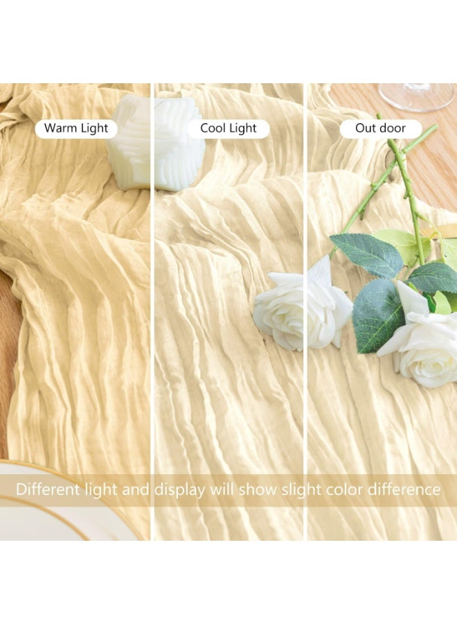 TAYRAN Tulle tablecloth, cotton tulle tablecloth, bohemian style decorative tablecloth, table centerpiece, 90x400 cm, suitable for wedding, baby shower, tea party and other tulle table decoration - Image 5