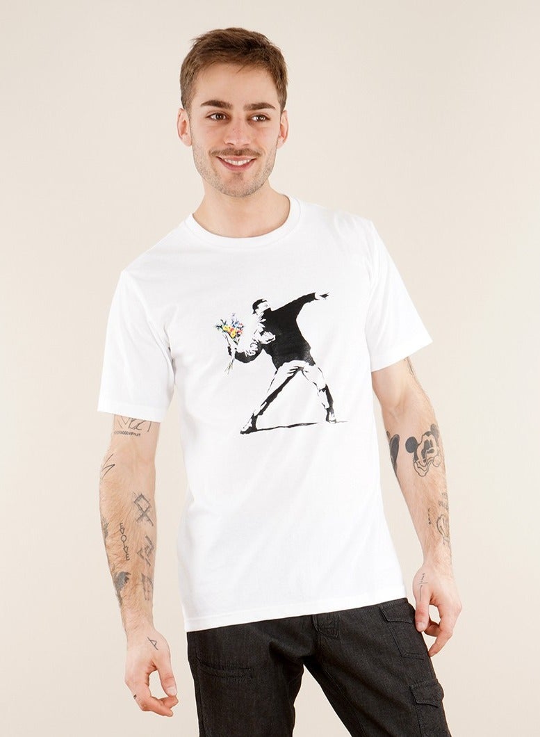 MERCH Banksy Flower Thrower T-Shirt - Image 1