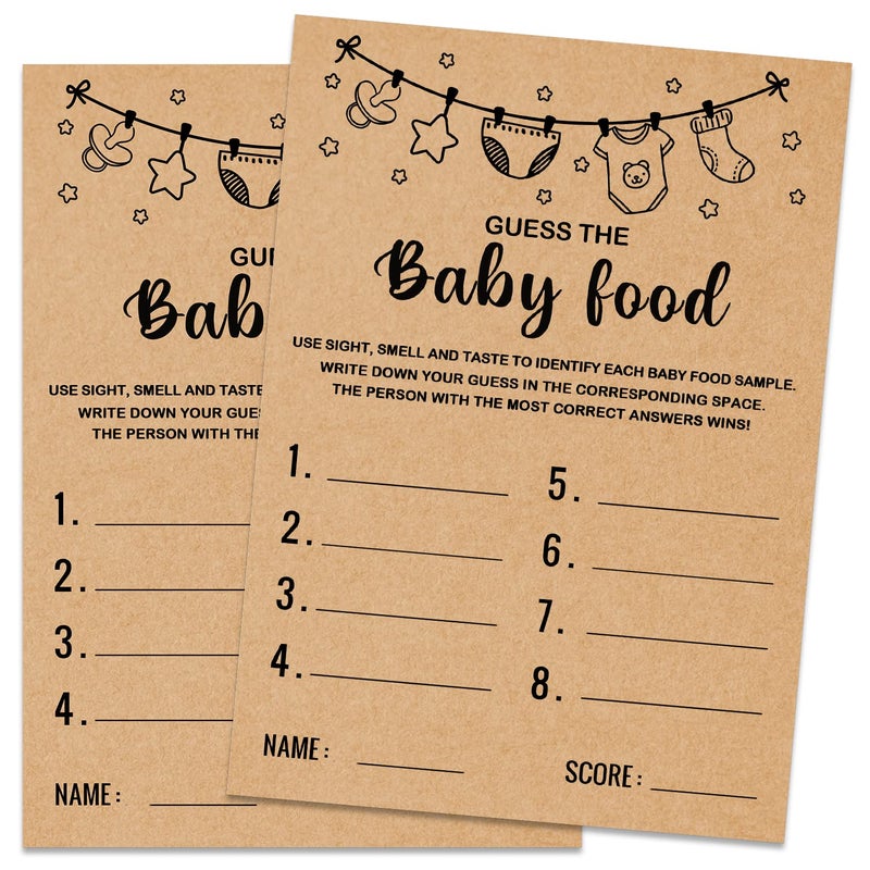 Baby Shower Game Guess the Baby Food Baby Shower Game Gender Reveal Party Supplies Baby Shower Decorations Baby Shower Party Games Supplies  Activities Set of 30 Cards Kraft