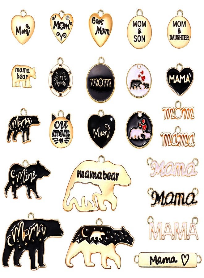 CEALXHENY 24PCS Mother’s Day Charms for Jewelry Making Enamel Mama Bear Charms Heart Mom Pendants for DIY Necklace Bracelet Earrings Crafts Supply (24PCS Charm) - Image 1