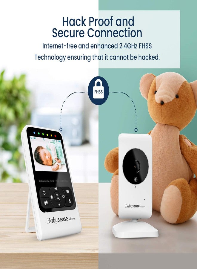 Babysense New Video Baby Monitor with Camera and Audio, Supplied with Two Cameras, Long Range, Room Temperature, Infrared Night Vision, Two Way Talk Back, Lullabies and White Noise, Model V24R_2 - Image 2