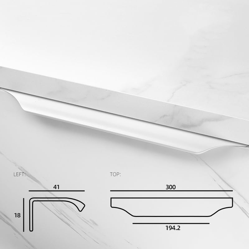 Shozafia 5 Pack White Finger Pulls for Cabinets, Streamlined Long Concealed Handle for Home Kitchen Door Drawer Cabinet, Mount Finger Edge Tab Pull Aluminum (White, 300mm/11.81" Overall Length) - Image 3