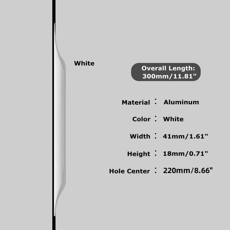 Shozafia 5 Pack White Finger Pulls for Cabinets, Streamlined Long Concealed Handle for Home Kitchen Door Drawer Cabinet, Mount Finger Edge Tab Pull Aluminum (White, 300mm/11.81" Overall Length) - Image 2