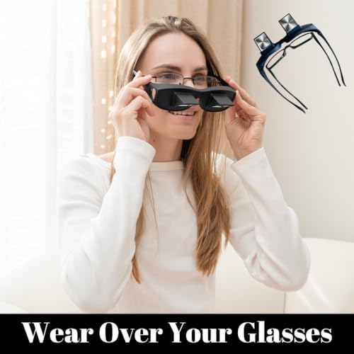 Evelots Laying Down Reading Glasses - Look Down Bed Readers - High Definition - Lazy Bed Prism Spectacles Horizontal Glasses - Read and Watch TV in Bed - Use Over Your Glasses - Image 3