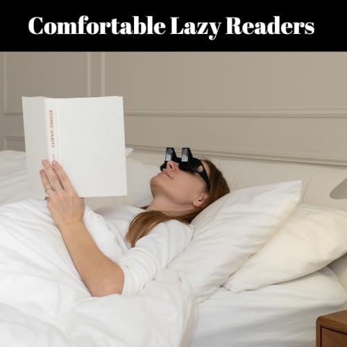 Evelots Laying Down Reading Glasses - Look Down Bed Readers - High Definition - Lazy Bed Prism Spectacles Horizontal Glasses - Read and Watch TV in Bed - Use Over Your Glasses - Image 2