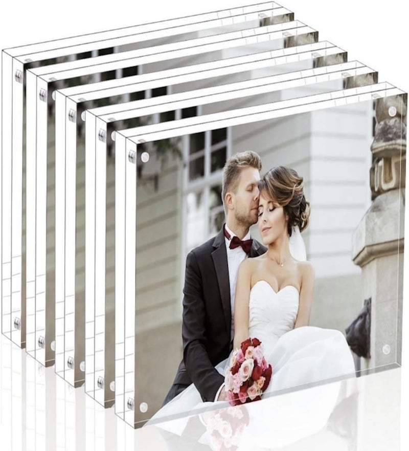 Magicool Premium Acrylic Photo Frame- Magnet Photo Frame -Double Sied Thick Desktop Frames (5x5 5 pack) - Image 1