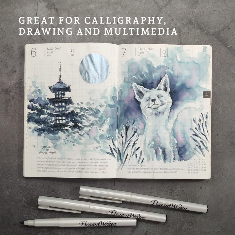 Speedball Elegant Writer Acid-Free Non-Toxic Water Based Calligraphy Marker, Chisel Tip, Assorted Size, Black, Set of 4 - Image 5