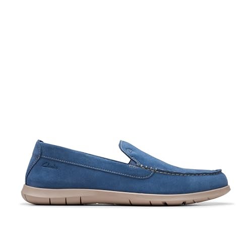 clarks حذاء كلاركس للرجال فليكسواي ستيب موكاسين، أزرق فاتح، 7 عريض - Image 2