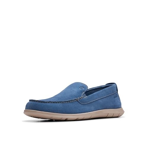 clarks حذاء كلاركس للرجال فليكسواي ستيب موكاسين، أزرق فاتح، 7 عريض - Image 1