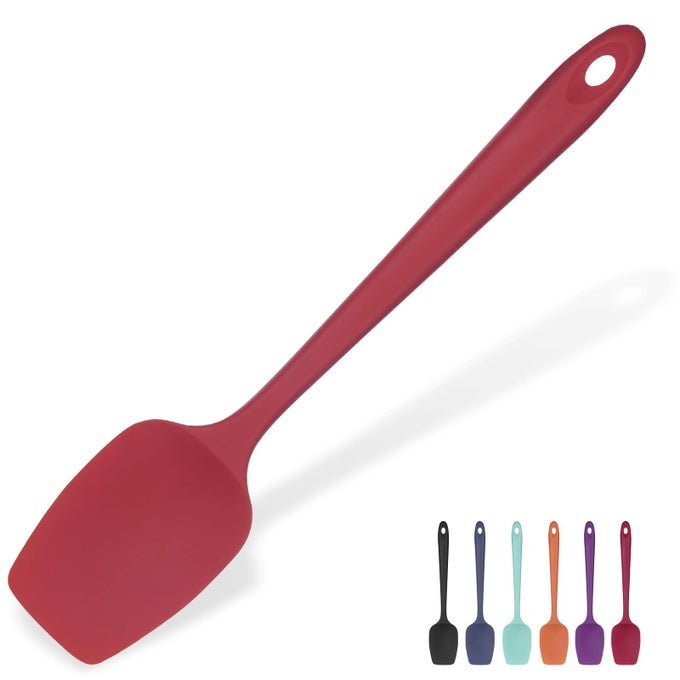 HEAT RESISTANT SILICONE SPOON SPATULA 600F HIGH HEAT FLEXIBLE 1138IN SILICON MIXING STIRRING COOKING SCRAPING BAKING BOWL SCRAPER SEAMLESS SPREADER FOR NONSTICK COOKWARE RED