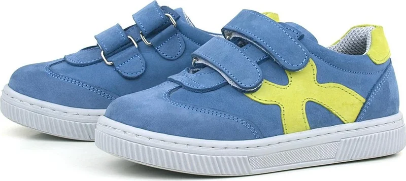 Rakerplus Leather Blue Green Velcro Children's Sports Shoes