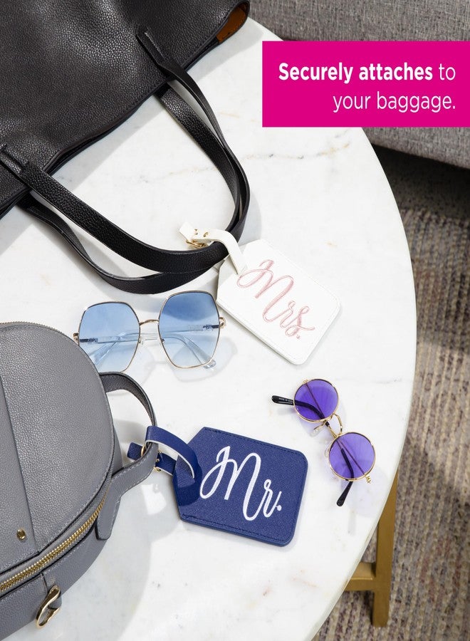 Miamica Mrs. & Mrs. Luggage Tags - Set of 2 Faux Leather Suitcase Tags with Sturdy Buckle Straps - 6.85" x 3" Each - Cute Honeymoon, Bachelorette, Engagement Gifts - Image 4