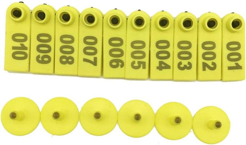 Yellow Numbered Ear Tags 001 100 For Sheep Goats Pigs Livestock Plastic Leg Ring - Image 1