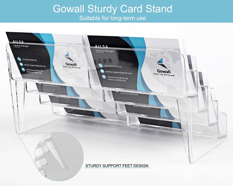 Gowall Business Card Holder, 8 Pocket Acrylic Business Card Holder for Desk Clear Business Card Stand Desktop Business Card Holders Plastic Business Card Display for Exhibition, Home and Office, 4 PCS - Image 2