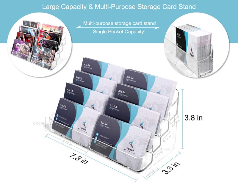 Gowall Business Card Holder, 8 Pocket Acrylic Business Card Holder for Desk Clear Business Card Stand Desktop Business Card Holders Plastic Business Card Display for Exhibition, Home and Office, 4 PCS - Image 4