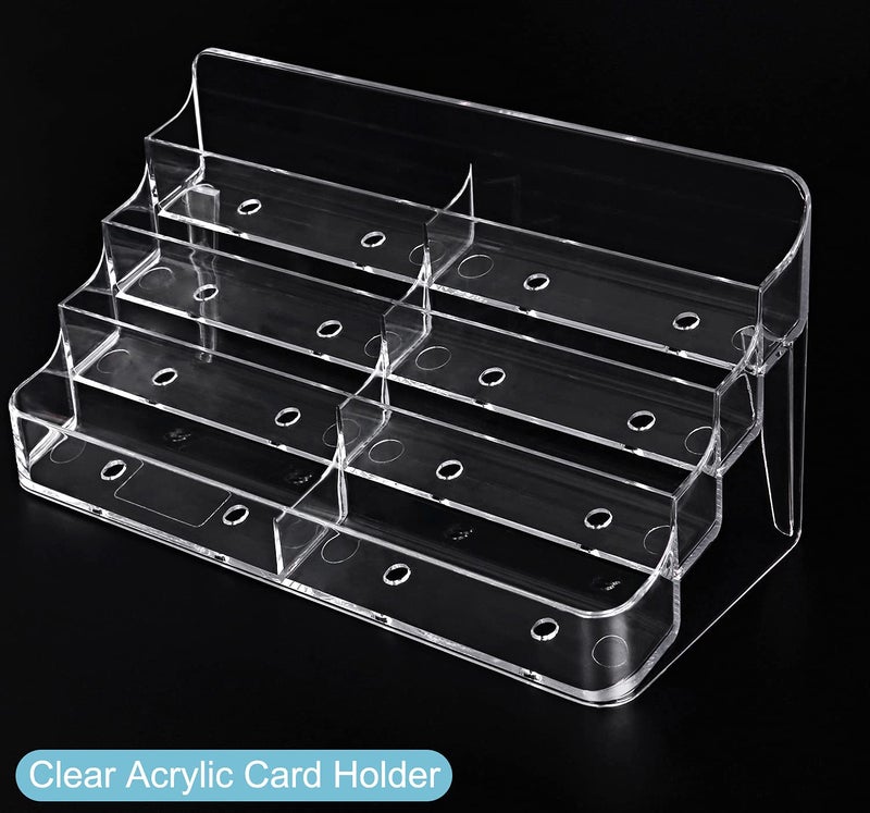 Gowall Business Card Holder, 8 Pocket Acrylic Business Card Holder for Desk Clear Business Card Stand Desktop Business Card Holders Plastic Business Card Display for Exhibition, Home and Office, 4 PCS - Image 3