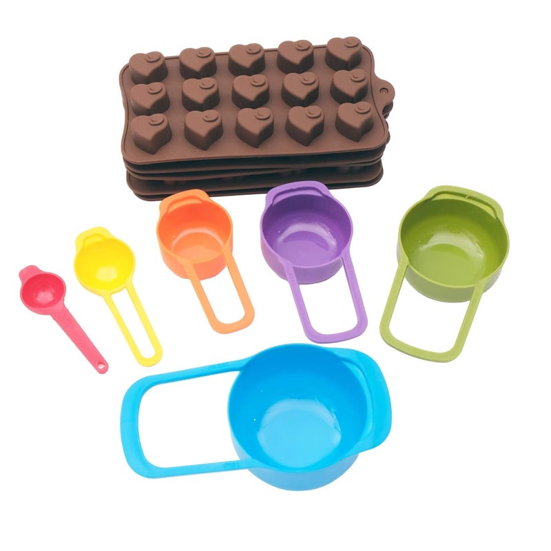 STORE 2508 Store2508 Silicone Chocolate Mould with Measuring Spoon Set Pack of 6 Multicolour - Image 4