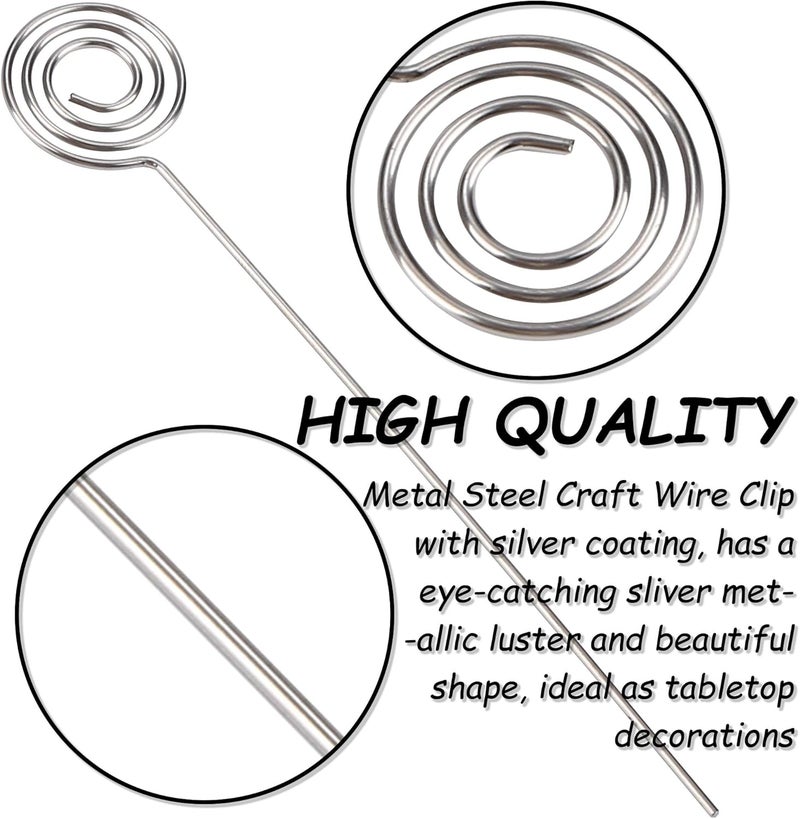 H&W 50pcs Ring Loop Round Shape DIY Craft Wire Clip Table Card Holders Note Photo Picture Memo Holder Metal Clamp for Party Birthday Office DIY Cake Topper(WE5-D1) - Image 3