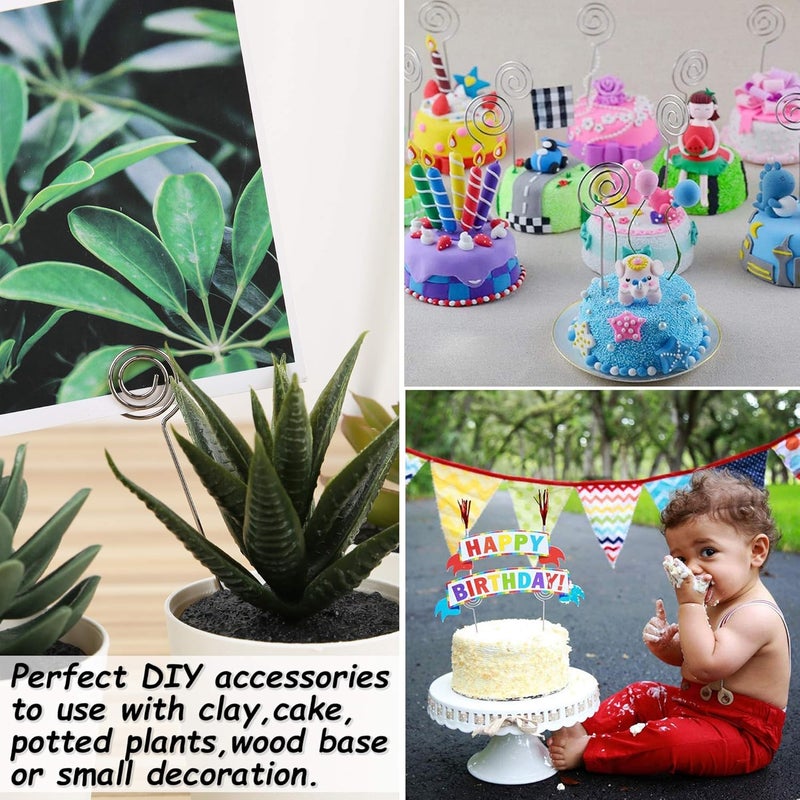 H&W 50pcs Ring Loop Round Shape DIY Craft Wire Clip Table Card Holders Note Photo Picture Memo Holder Metal Clamp for Party Birthday Office DIY Cake Topper(WE5-D1) - Image 5
