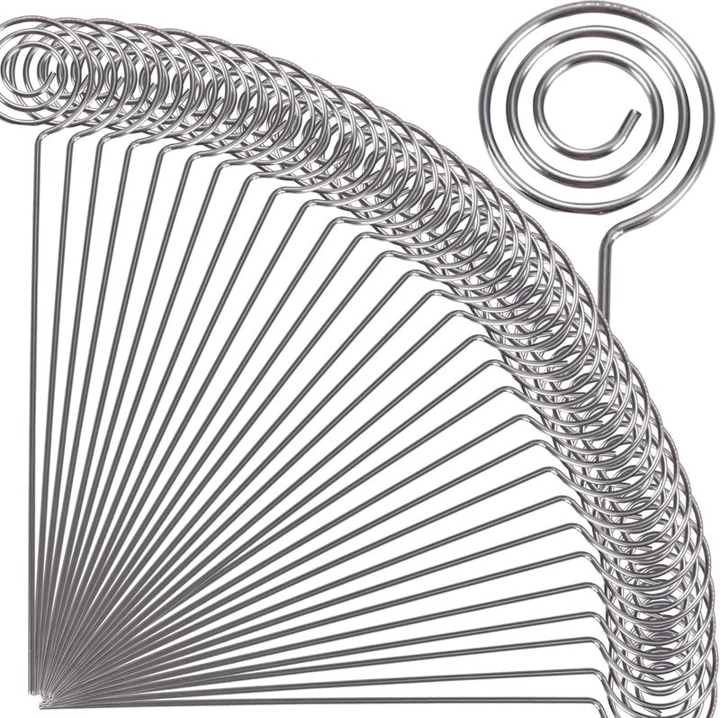 H&W 50pcs Ring Loop Round Shape DIY Craft Wire Clip Table Card Holders Note Photo Picture Memo Holder Metal Clamp for Party Birthday Office DIY Cake Topper(WE5-D1) - Image 1