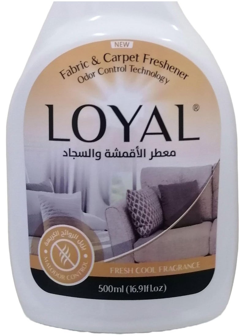 loyal LOYAL Fabric and Carpet Freshener, Anti- bacterial Air Refresher, Odor Control, for any textiles, curtains, beddings, fabric sofa, clothes, Fresh Cool Fragrance, 500 ml (1 Pack, 500, millilitre)  - Image 2