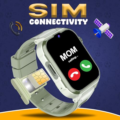 PunnkFunnk Safeguard 5G/4G Kids Smart Watch with SIM Calling, GPS Tracker, Video Call, SOS Alerts, Face Unlock, Games, IP67, 800mAh Battery, Voice Chat, Maps(Olive Green) - Image 4