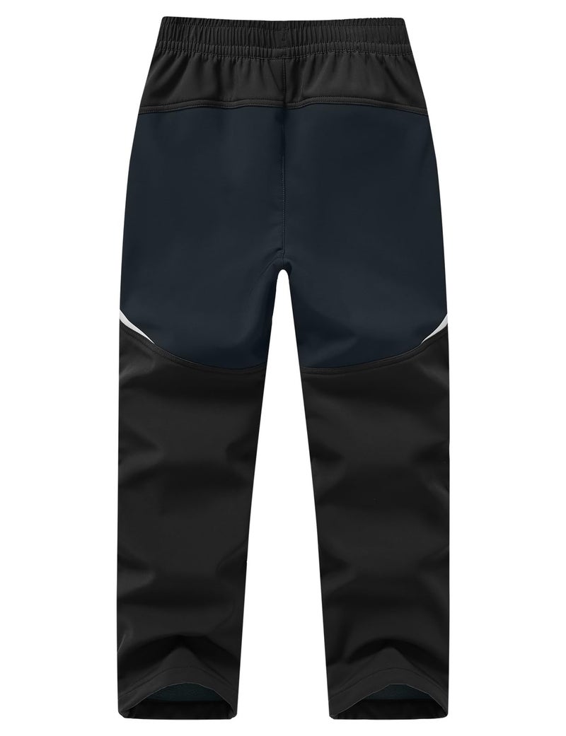 TBMPOY Boys Snow Ski Pants Kids Waterproof Fleece Lined Winter Hiking Snowboard Insulated Warm Pants Zipper Pockets Black M - Image 4